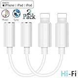 for iPhone X Headphone Adapter to 3.5 mm Headphone Jack Adapter for iPhone 8/8 Plus/Xs Max /7/7 Plus/XR Audio Aux Earphone Dongle Spiltter Connector Converter Adapter Support All iOS System -2 Pack