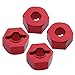 Hobbypark Aluminum 12mm Hex Wheel Hubs Nuts w/Pins Replacement of 1654 for RC Traxxas 1/10 Slash 4x4 & Stampede 4WD (4-Pack) (Red)