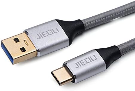 JIEGU PowerLine+ USB-C to USB 3.0 cable (6ft) High Durability Data Sync and Charge for USB Type-C Devices Including the new MacBook, ChromeBook Pixel Nexus 6P Nokia N1 Tablet OnePlus 2 and More Grey