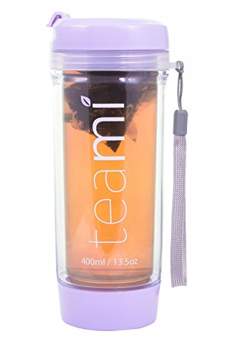 TEA TUMBLER Infuser Water Bottle by Teami - Lavender, 13.5 Ounce - BPA FREE - Double Walled Mug, Hot or Cold - Our Best Infusion Bottles for Infused Fruit, Smoothies, Tea, even Coffee
