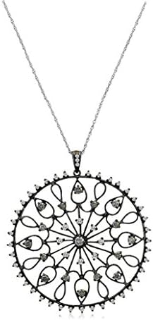 SIVALYA Mandala Chakra Pendant Necklace with Micro Pave CZ in Oxidized 925 Sterling Silver - Gifts for Women