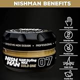 NISHMAN Hair Styling Wax Gold One 07 Men 150g Natural Shine Strong Hold Aqua view 3