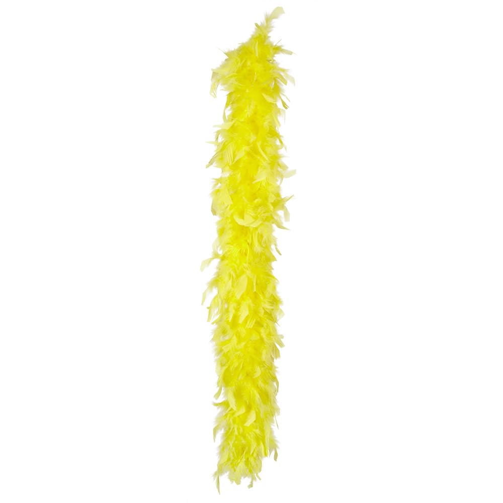 Boland 52729 Feather Boa Neon Yellow, 1 Piece, Length 180 cm, 50 g, Yellow, Feather Scarf, Accessory, Charleston, Disco, Flapper, 20s, Fancy Dress, Costume, Carnival, Theme Party, Outfit