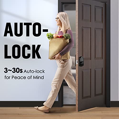Keyless Entry Door Lock - Electronic Deadbolt Lock with Keypads, Auto Lock, 50 User Codes, Security Waterproof Keypad Lock. Easy to Install, Smart Lock for Front Door, Home Use, Apartment - All Black