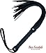 Sexy Adult Black Leather Flirting Flogger Whip Toy with Bonus Blindfold Restraint Accessory. 40 Supple Tails - Ideal for Cosplay Fantasy, Costumes, Photo/Video Props, Role Play and Bondage Fun.