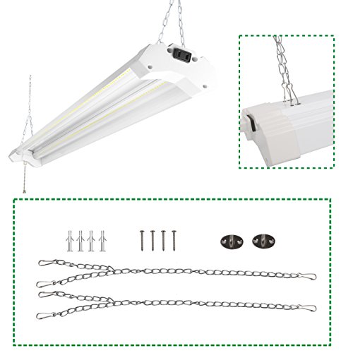 Hykolity 4FT Linkable LED Utility Shop Garage Hanging Light Fixture