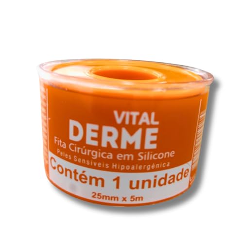 Fita Cirúrgica de Silicone 25mm x 5m Vital Derme | Adesivo Hipoalergênico para Cicatrizes e Queloides | Impermeável, Reposicionável e Suave para Peles Sensíveis