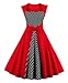 KILLREAL Women's Sleeveless Retro Vintage Polka Dot Christmas Party Dress Red Large