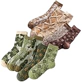 SENCODA Lavish Lavender Argyle Socks: Elegant Vintage Floral Frill & Jeweled Cotton Detail for Spring & Autumn Style