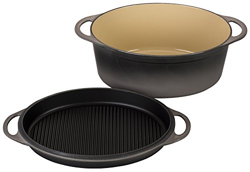 Click Here to See More Images Le Creuset of America Cast Iron Cookware Oval Dutch Oven, 7.75Qt, Oyster