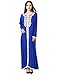 Muslim kaftan dubai long sleeve dress with embroidery for women Islamic clothing gown abaya for girls, Blue, Medium