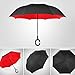 Cars Reverse Umbrella,Kernowo Double Layer Inverted Umbrella Windproof UV Protection Big Straight Umbrella for Car and Outdoor With C-Shaped Handle
