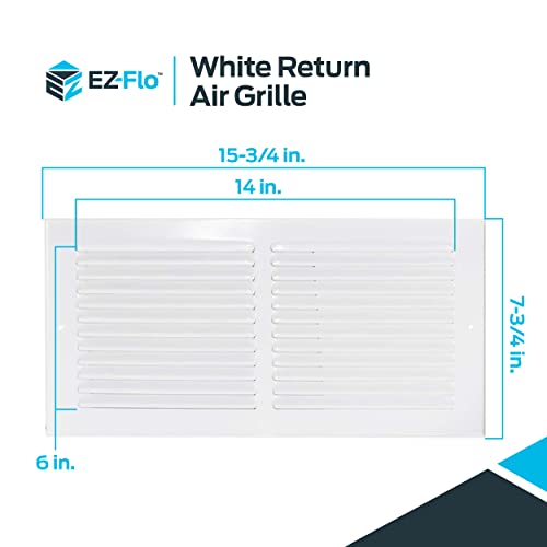 EZFLO 14 x 6 Inch (Duct Opening) White Return Air Vent Cover for Wall