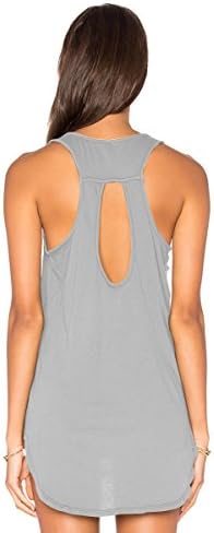 Yucharmyi Women's Casual Loose Summer Tank Backless Shirts Sexy Sleeveless Blouse Backless Tunic Knit Tank Tops Plain Scoop Neck Tank Top (Gray, M)