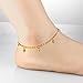 Fate Love Heart Shape Pendant Twisted Rope Chain Anklet 18k Gold Plated Foot Chain, 8