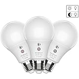 TuTu Home Dusk to Dawn Light Bulbs, A19 8W 5000K LED Bulb Motion Sensor Light Bulb 60 Watt Equivalent E26 Indoor Outdoor Security Light Bulbs – 3 Pack