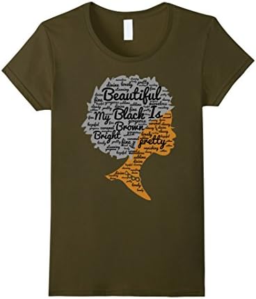 Womens Beautiful Afro Word Art Natural Hair T-Shirt XL Olive