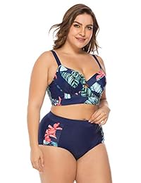 Bañador de dos piezas para dama, talla grande, de malla