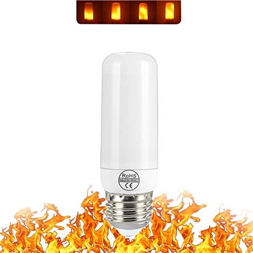 LED Flame Effect Light Bulbs - 3 Modes LED Flickering Fire Flame with Upside Down Effect, E26 Simulated Decorative Lights Vintage Flaming Lamp for Halloween Christmas Decoration Party Bar (Small)