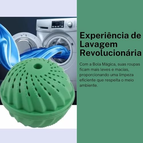 Bola Mágica para Lavar Roupas Remove Fiapos Pelos e Sujeira sem Sabão Econômica Ecológica e Reutilizável – Alta Eficiência Dura até 1500 Lavagens Ideal para Roupas Limpas sem Produtos Químicos