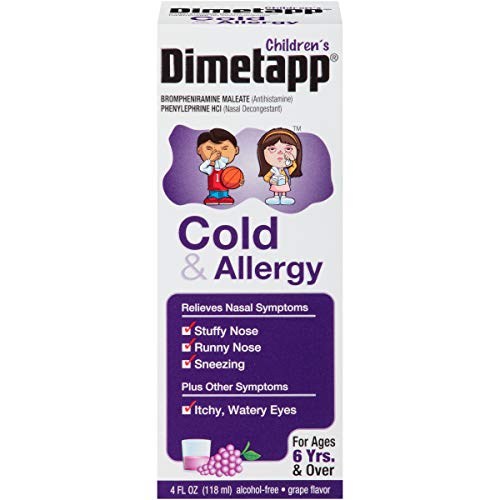 Dimetapp Children's Cold & Allergy Antihistamine & Decongestant, Grape Flavor, Purple, 24 Fl Oz, Pack of 6