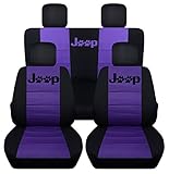 Fits 2013 to 2018 Jeep Wrangler 4 Door JK Your Own Design Seat Covers 21 Color Options (Black and Purple)
