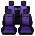 Fits 2013 to 2017 Jeep Wrangler 4 Door Paw Print Seat Covers 21 Color Options (Black and Purple)