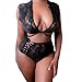 GOTD Sexy Lingerie Lace Dress Babydoll Women Underwear Nightwear Sleepwear G-String (L, Black)