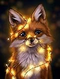 5D Diamond Painting Kits for Adults Kids, Lights Fox Full Drill Diamond Embroidery Dotz Art Craft for Home Wall Decor 18x12 Inch