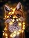 5D Diamond Painting Kits for Adults Kids, Christmas Lights Fox Full Drill Diamond Embroidery Big Size Art Craft for Home Wall Decor 18x12 Inch