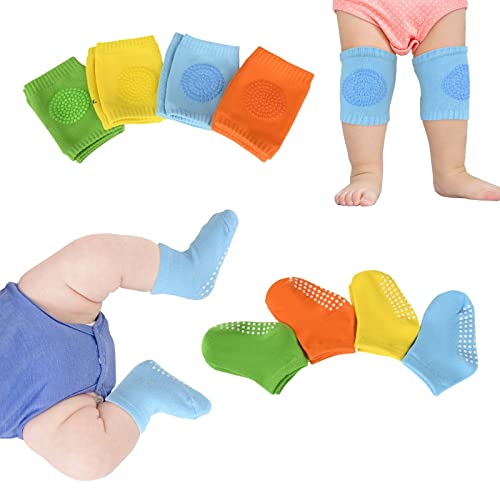 BOSONER Baby Crawling Anti-Slip Knee and Anti Slip Baby Boys Girls Socks Best Infant Gift, Unisex Baby Toddlers Kneepads
