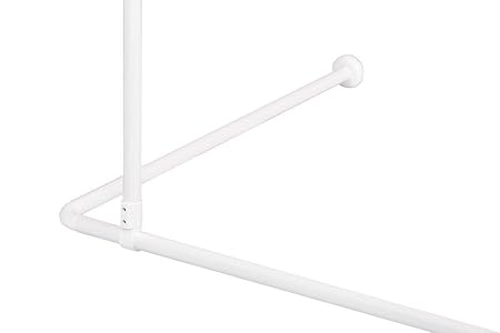 DECKENHALTERUNG DECKENSTÜTZE FÜR DUSCHVORHANGSTANGE WEISS ALU! 55 CM INDIVIDUELL KÜRZBAR! UNDERSEILING OF CORNER ROD WHITE!