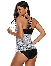 evaless tnakini Bandeau Floral Impreso correas de hombro de dama con parte inferior de Bikini conjunto de bañador