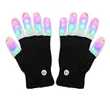 Amazer Light Gloves Finger Light Flashing LED Warm Gloves with Lights for Birthday Light Party Christmas Xmas Dance Thanksgiving Day Ideal Gifts for More Fun- Black