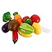 Sakiyr Play Food, 13Pcs Cutting Fruits and Veggies Toy with Basket, Cutting Food Playset for Toddlers