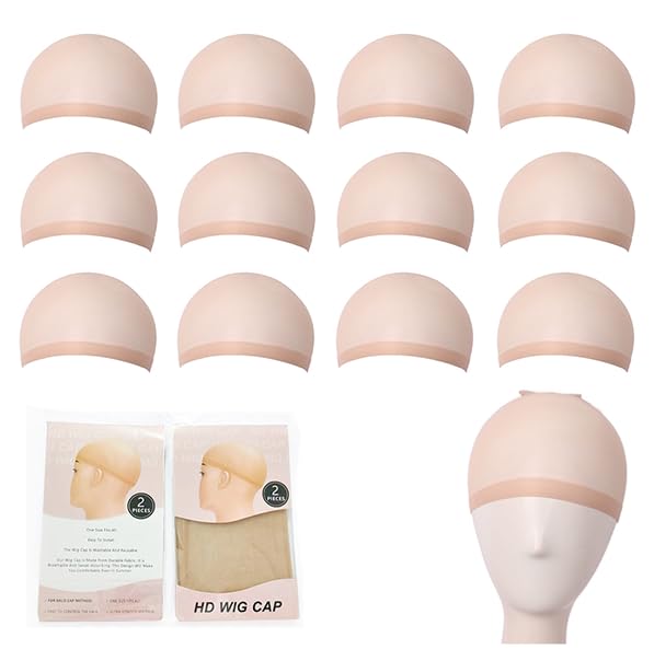 MUNSKT 12 Pcs HD Wig Cap, Wig Caps to Hold Wig in Place, Wig Cap for Wig Making, Invisible HD Wig Cap, Wig Band for Melting Lace