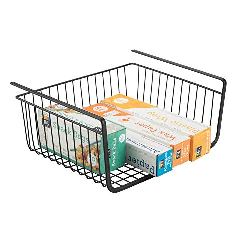 mDesign Household Metal Under Shelf Hanging Storage Bin Basket with