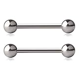 Ruifan 316L Stainless Steel Tongue Nipple Shield Barbell Ring Bar Body Piercing Retainer 14G 14mm 2PCS