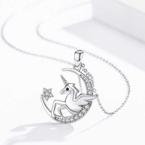 TRISHULA Lovely Unicorn Necklace Moon Pendant Necklace Jewelry Gift for Women