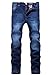 Men's Blue Casual Stretch Washed Straight Leg Denim Jeans Pants