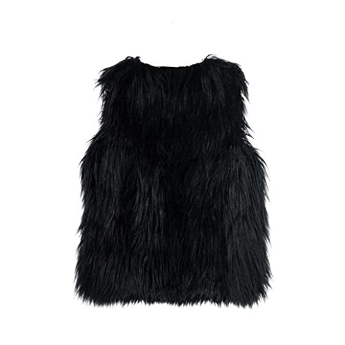 SANNYSIS Girl Synthesis Fur Sleeveless Vest Waistcoat Jacket Coat (XXL, Black)