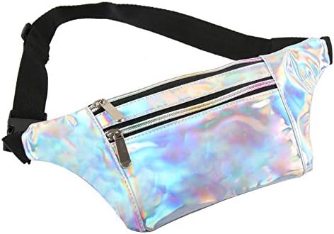 Neon Holographic Fanny Pack for Women,Waterproof Waist Bum Bag with Adjustable Belt for Running,Hiking,Travel,Party and Festival
