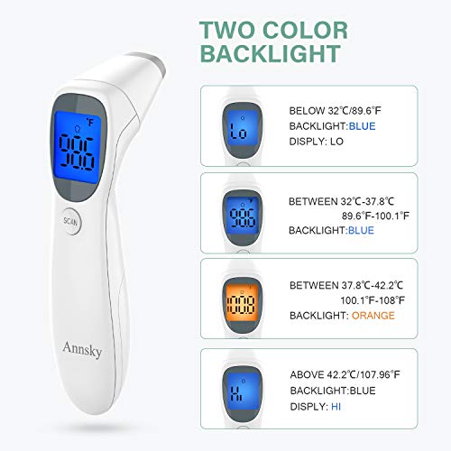 Baby Forehead and Ear Thermometer for Fever【New Design】,Annsky Professional Medical Infrared Digital Fever Temporal Thermometers with Flashlight, Instant Accurate Reading for Baby Kids and Adults