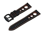SWISS REIMAGINED Carbon Fiber Embossed Rally Style Watch Band - Brushed Black Stainless Steel Buckle