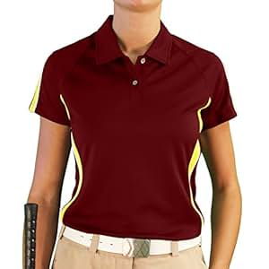 Amazon.com : Ladies Eagle Golf Shirt - Maroon/Yellow : Clothing