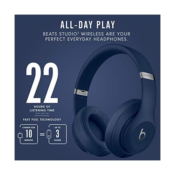 Beats-Studio3-Wireless-Noise-Cancelling-Over-Ear-Headphones-Apple-W1-Headphone-Chip-Class-1-Bluetooth-Active-Noise-Cancelling-22-Hours-Of-Listening-Time-Built-in-Microphone-Blue Beats Studio3 Wireless Noise Cancelling Over-Ear Headphones - Apple W1 Headphone Chip, Class 1 Bluetooth, Active Noise…