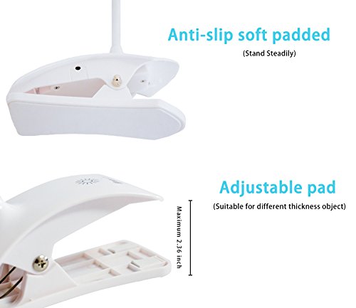 LED Reading Light, Bolly Book Light Desk Lamp for Kids Clip on Bed and Headboard -3 Brightness, Eye Protection, Lightweight, USB Rechargeable and Touch Switch-Perfect for Bookworms & Kids - Thumbnail 4