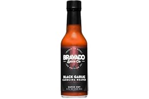 Black Garlic And Carolina Reaper Hot Sauce By Bravado Spice FEATURED ON HOT ONES Gluten Free, Vegan, Low Carb, Paleo All Natural 5 oz Bottle Award Winning Gourmet Hot Sauce