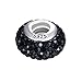 Boruo 925 Sterling Silver Czech Crystal Black Glass Ball Charms Beads Spacers Threaded Core Charm Fit All Bracelets.