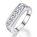 BONLAVIE 925 Sterling Silver Princess Cut Cubic Zirconia CZ Wedding Band Ring for Mens Womens Size 6-12